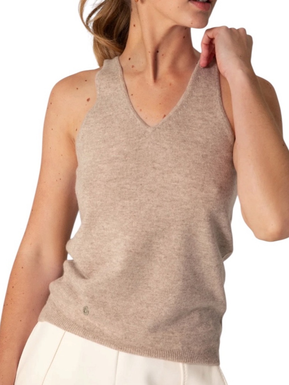 NWT Lucy Nagle Cashmere & Wool knit tank top in light beige size M